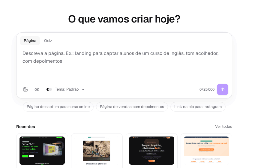 Animação: digitando a descrição da página, clicando em enviar e escolhendo o endereço